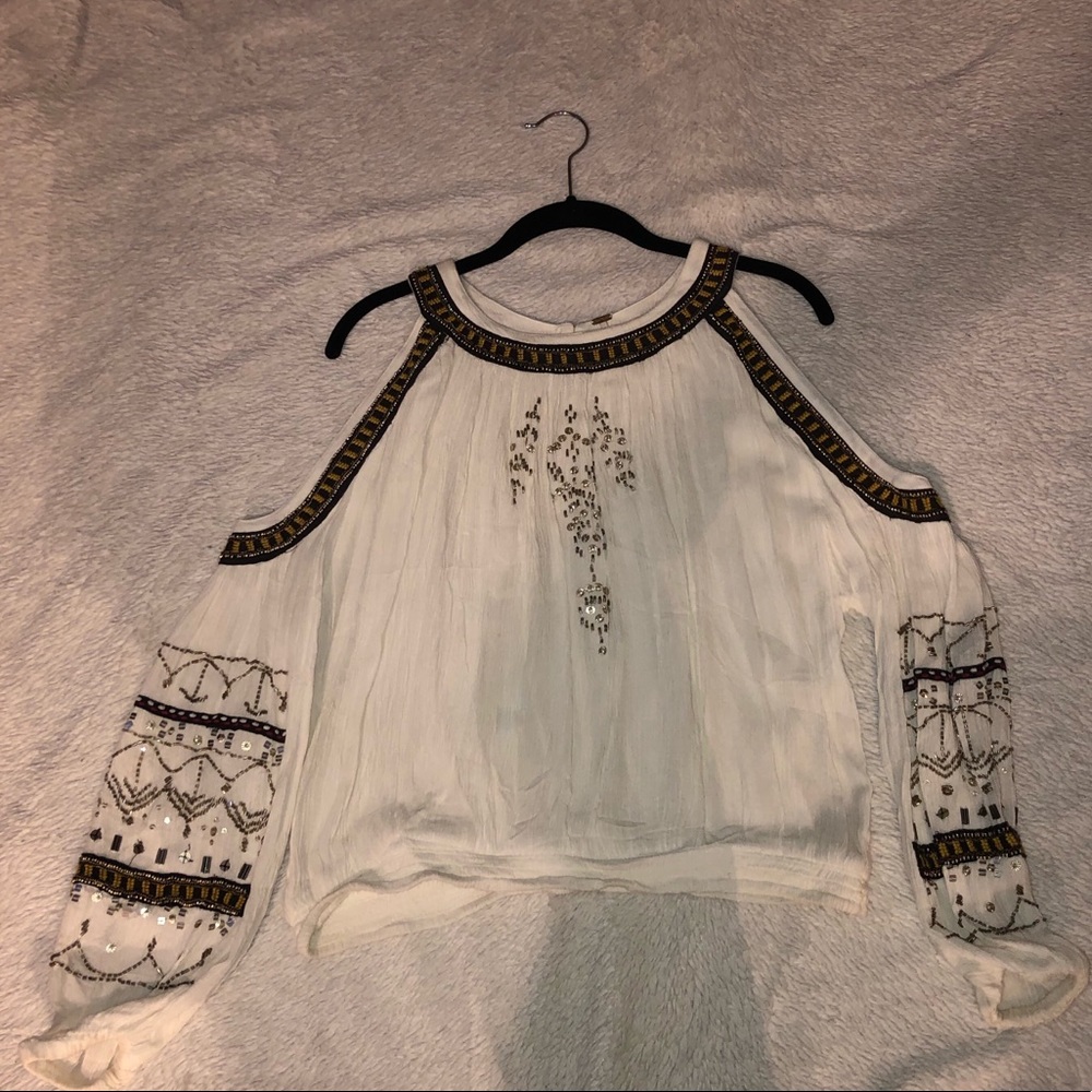 Beaded off the shoulder Free People top
